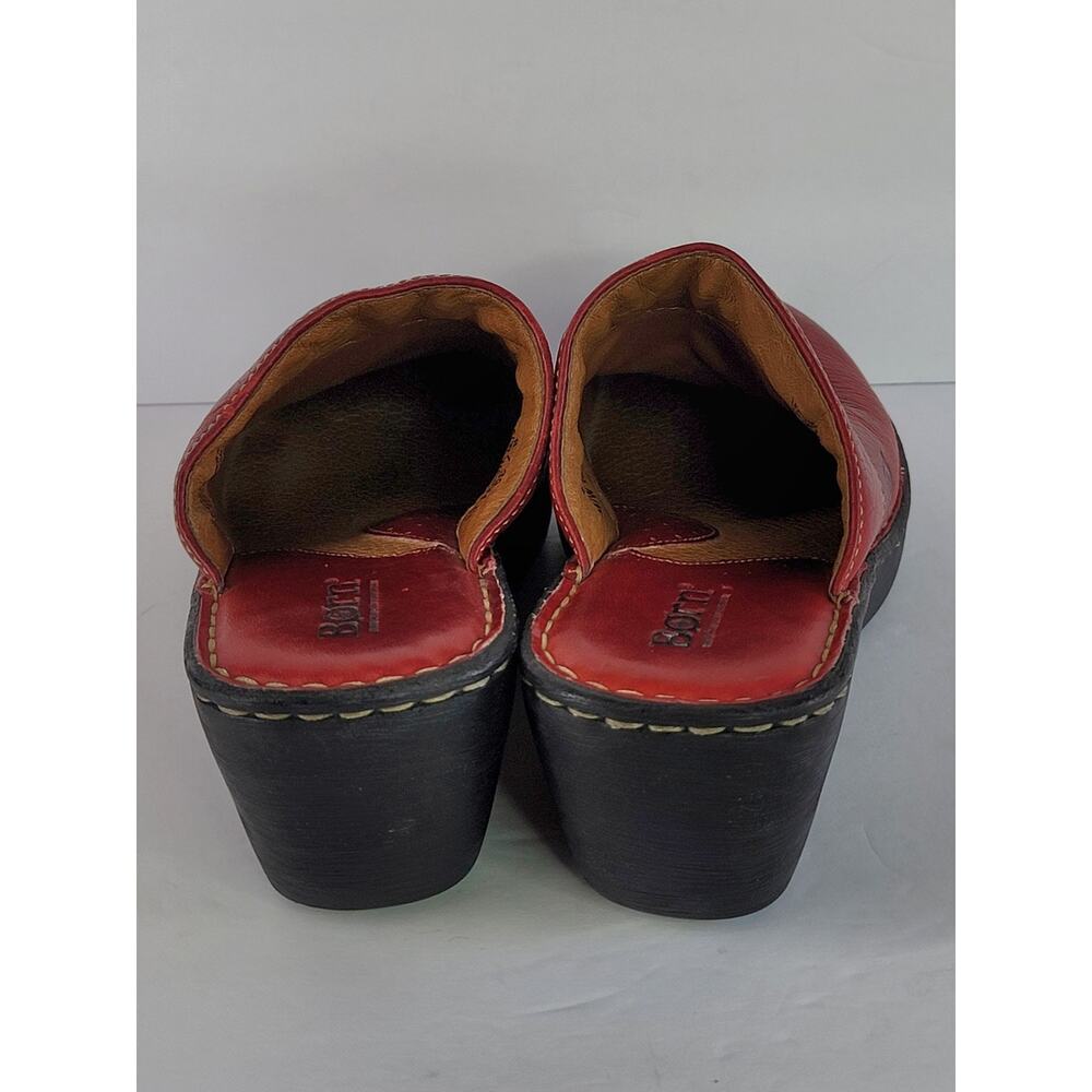 Born Red Leather Slip On Clogs Mules Shoes in Women's Size 8 US / 39 EU - Picture 4 of 10